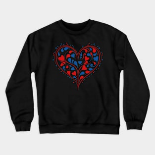 Hearts Pattern Valentines Day Cute Love V-Day Pajama Crewneck Sweatshirt